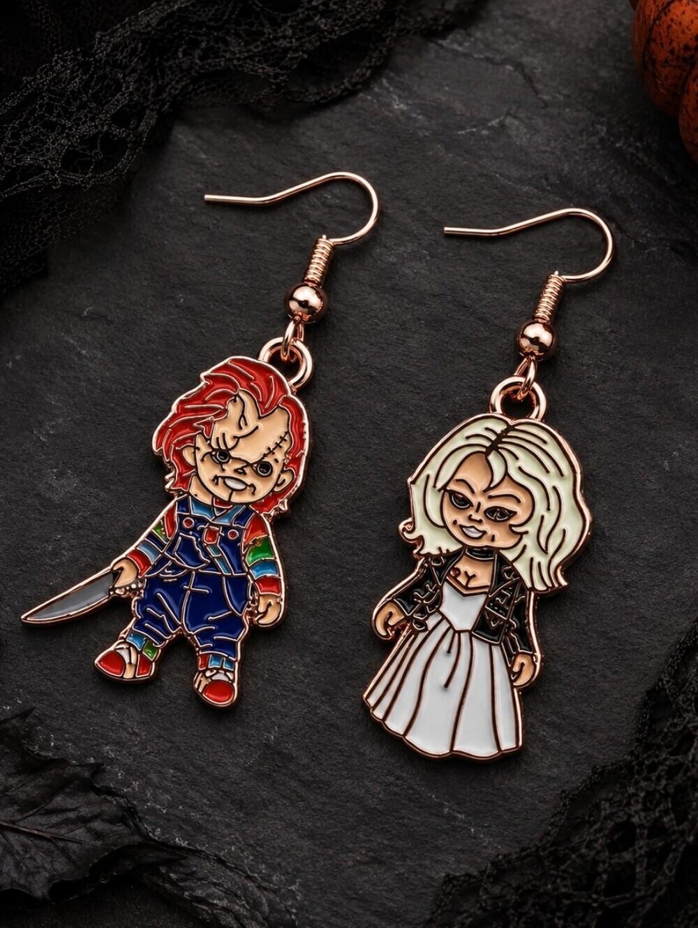 MODCLOTH CHUCKIE & BRIDE DOLL HALLOWEEN EARRINGS